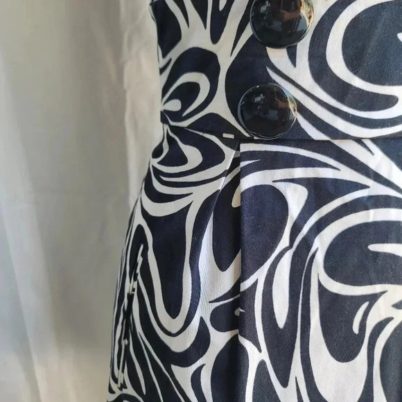 Michael Kors Black White Abstract Womens Sleeveless Casual Dress Buttons Pleat 6 - Picture 8 of 12